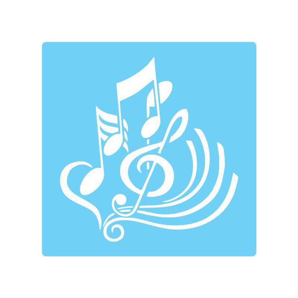 Stencil De Parede Tamako Notas Musicais - 55X55Cm - Ref 511