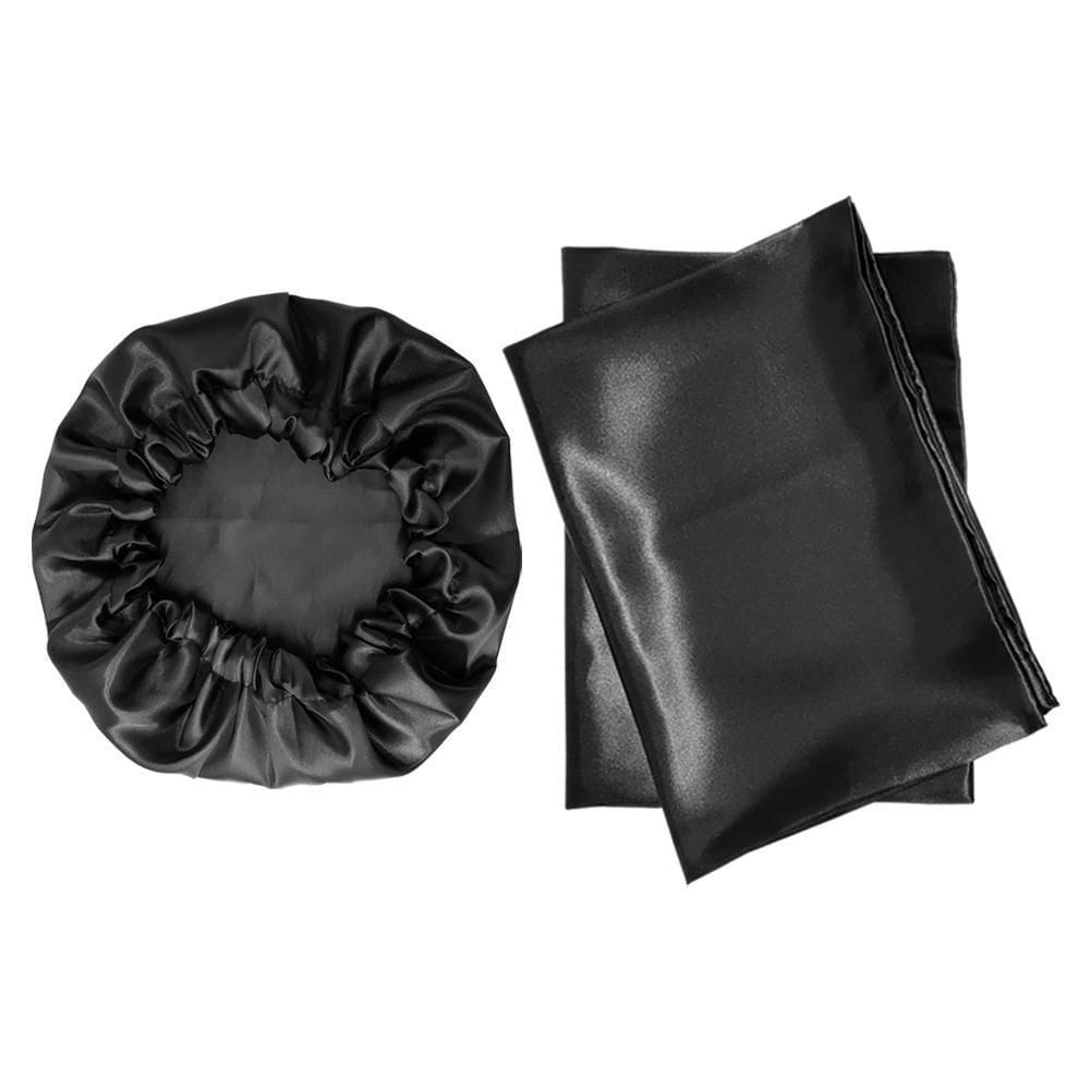 Kit 2 Fronhas 50X70 + 1 Touca De Cetim Anti Frizz Preta