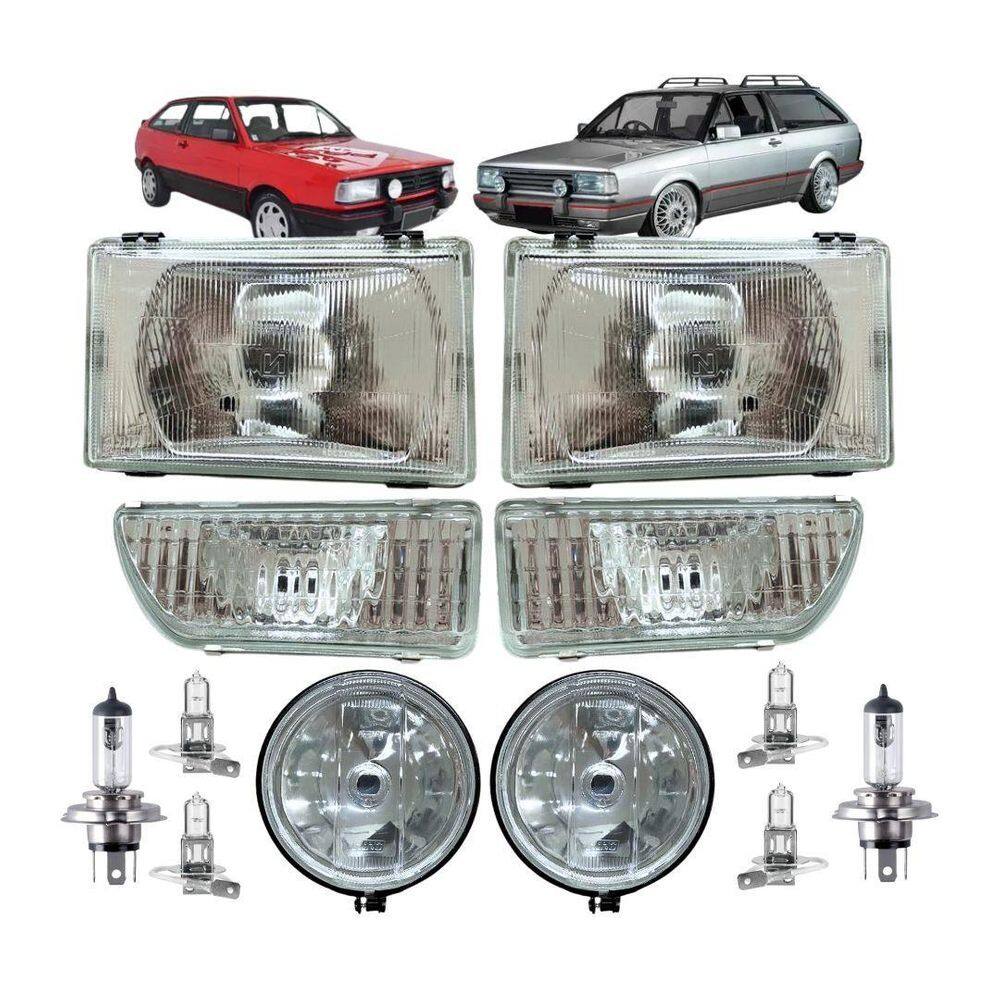 Kit Farol Principal Milha Para Gol Parati 1987 A 1990 Vidro