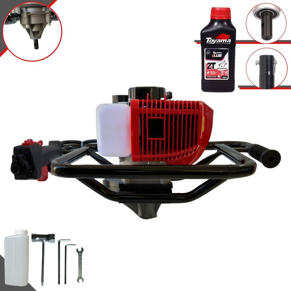Perfurador de Solo Sem Broca Profissional Anmax GD520B À Gasolina 2T 52cc 2,2HP de Potência 7.000rpm Para Plantio e Construção Civil + ÓLEO TOYAMA