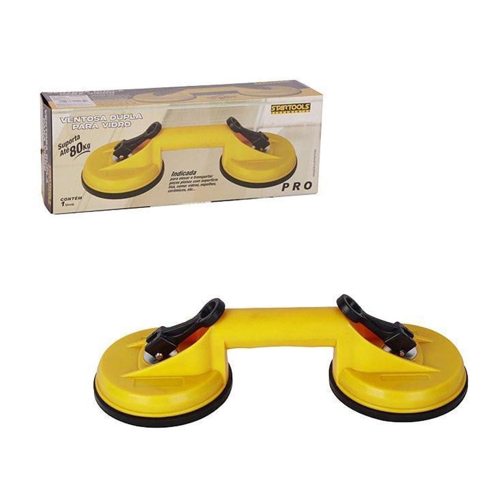 Ventosa Dupla Para Vidro Até 80Kg - Amarela
