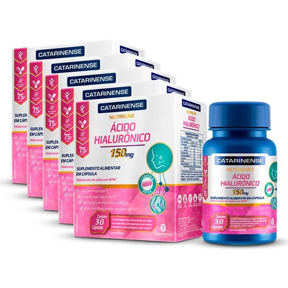 Kit 5 Ácido Hialurônico Catarinense 30 Cápsulas