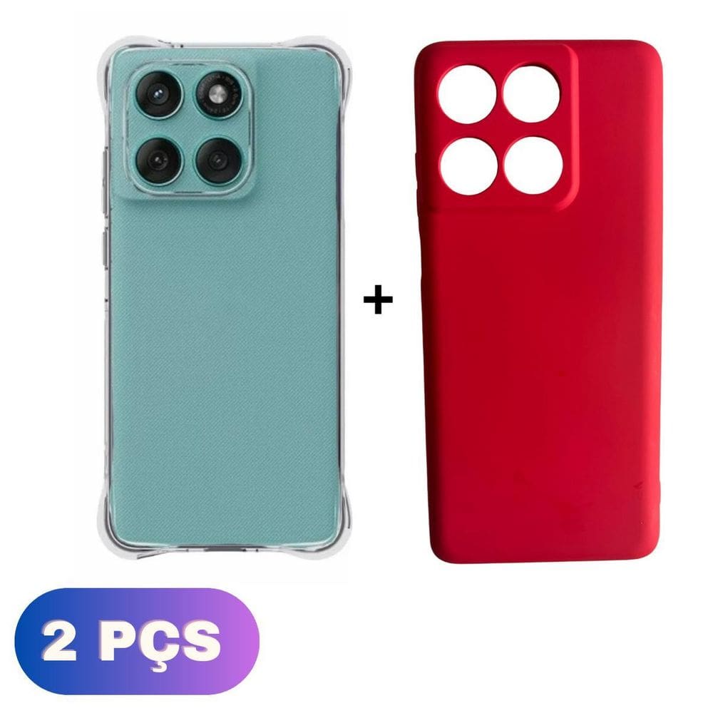 Kit Capa Colorida + Capinha Transparente Moto Edge 60 5G