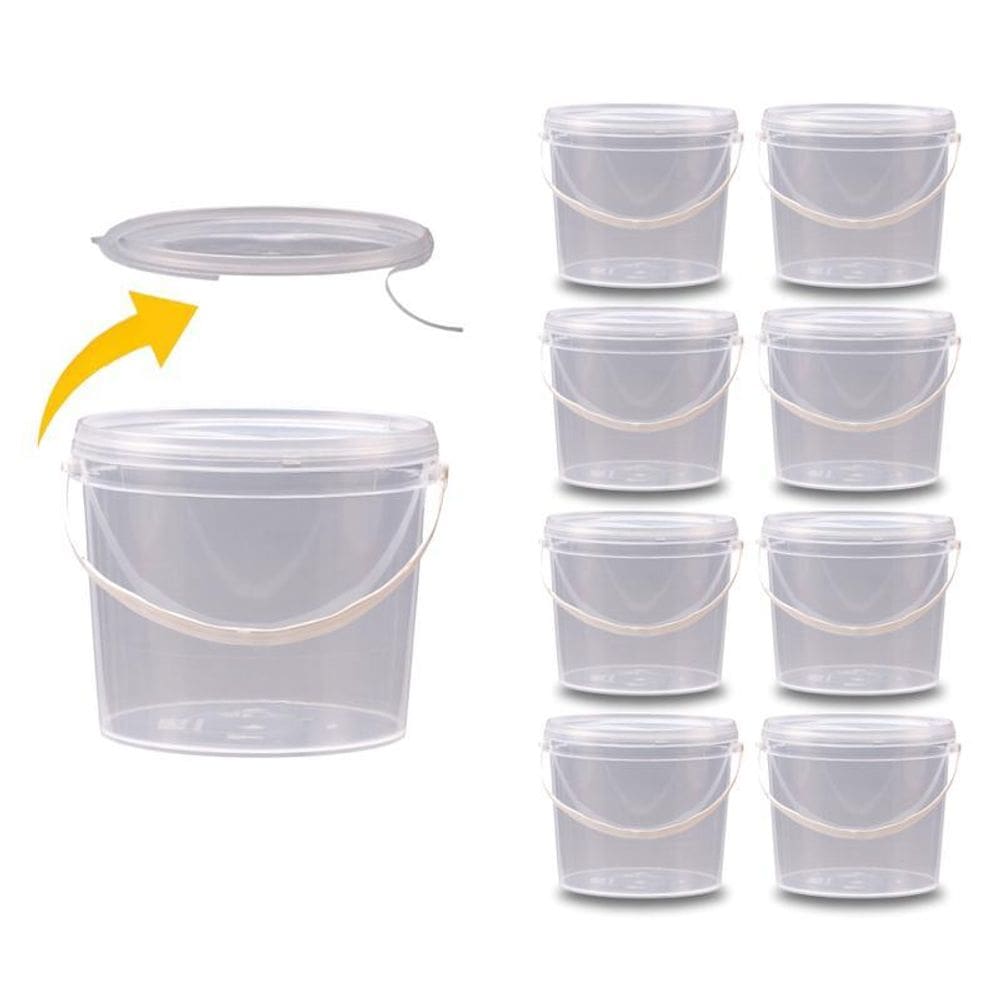 Balde Para Café E Açúcar Tampa Transparente - Kit 8 Pçs