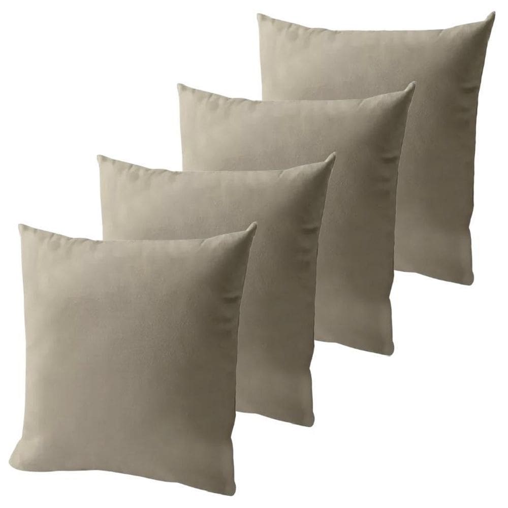 Kit 4 Capa De Almofada Suede 45 X 45 Com Zíper Veludo Liso