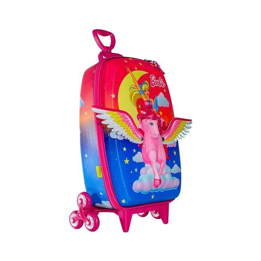 Mala De Viagem Infantil Com Rodinha Barbie Pegasus Multicor
