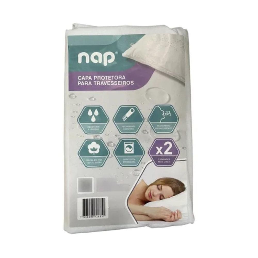Kit 2 Capas Protetora Para Travesseiro Impermeável Com Zíper