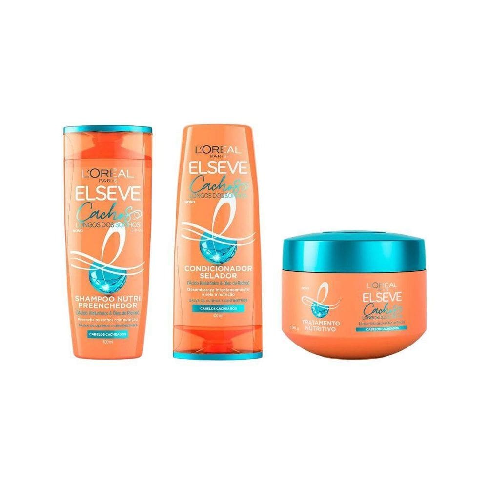 Kit Elseve Cachos Dos Sonhos 1 Cond+1Sh+1 Creme Trat 300G