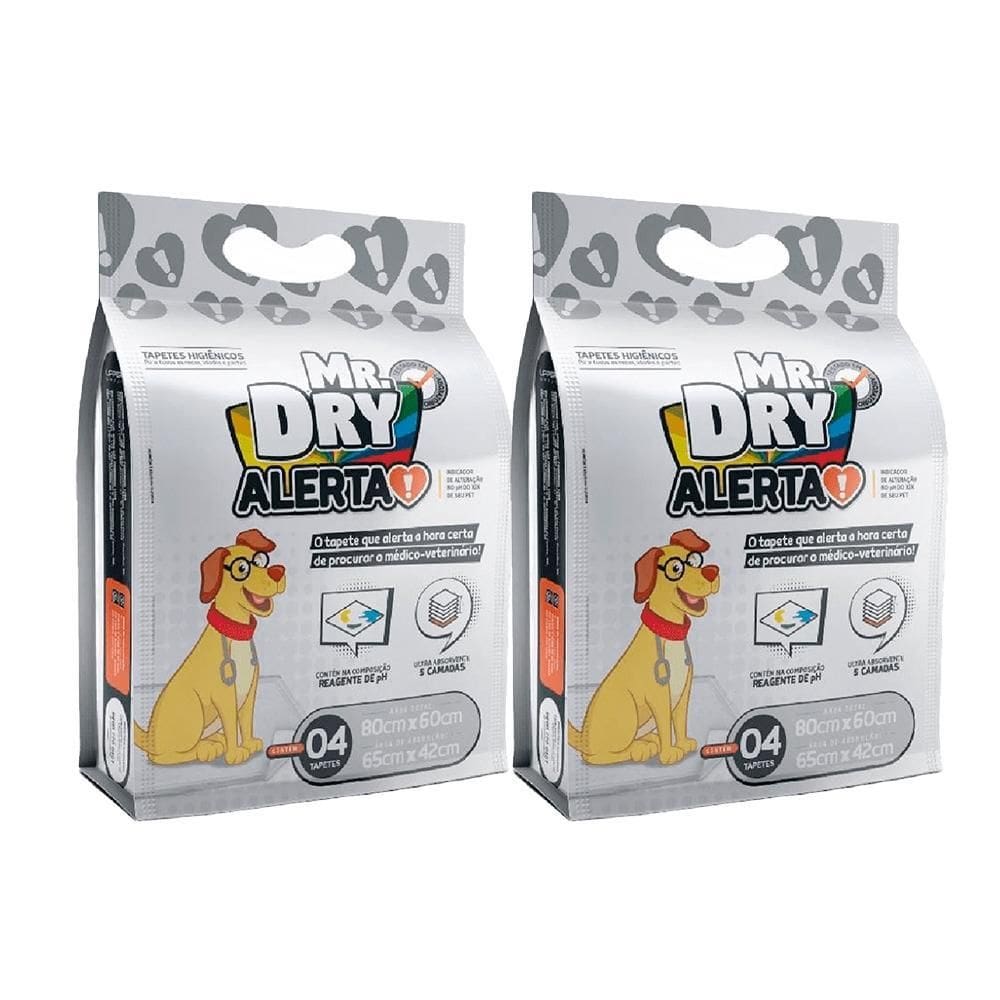 Kit 2Un. Tapete Higiênico Mr. Dry Alerta 80X60Cm 4 Unidades
