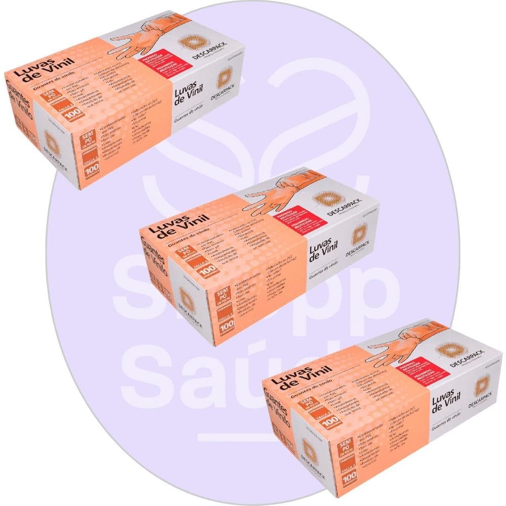 Kit 03 Luvas De Vinil Descartável G Sem Pó - Descarpack