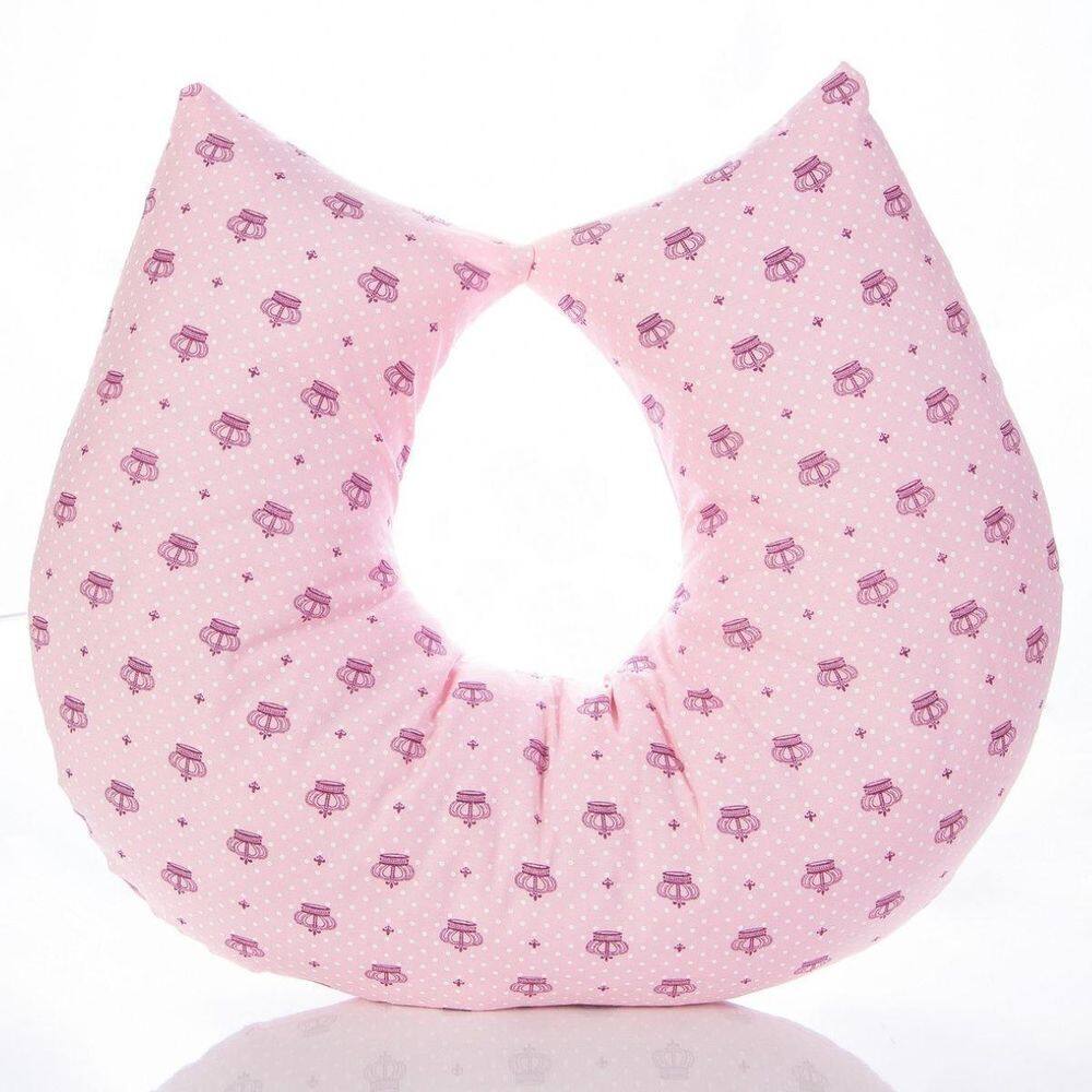 Almofada Amamentação Estampada Para Bebê Coroa Rosa