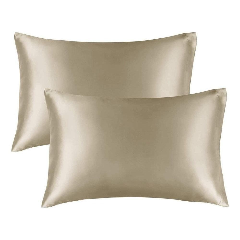 8 Fronhas De Cetim Seda Bege Anti Frizz Alto Brilho