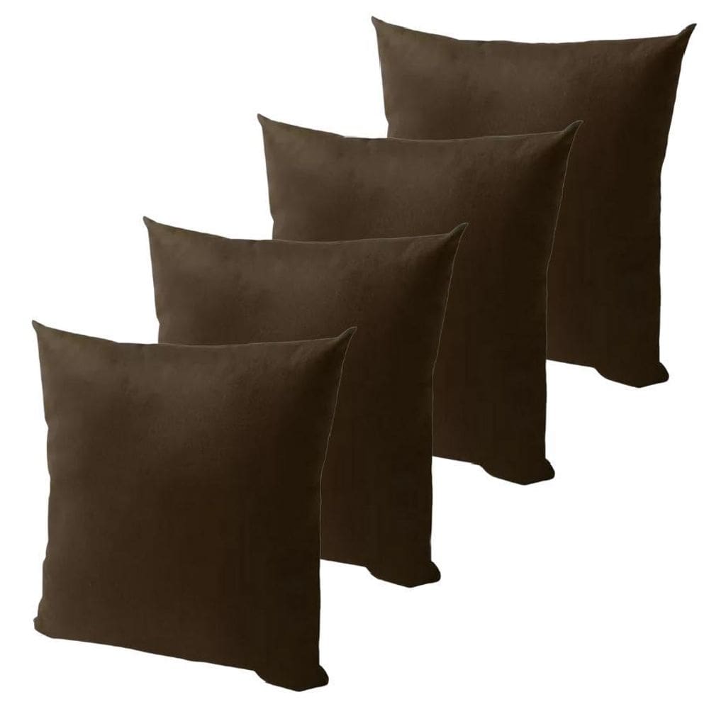 Kit 4 Capa De Almofada Suede 45 X 45 Com Zíper Veludo Liso
