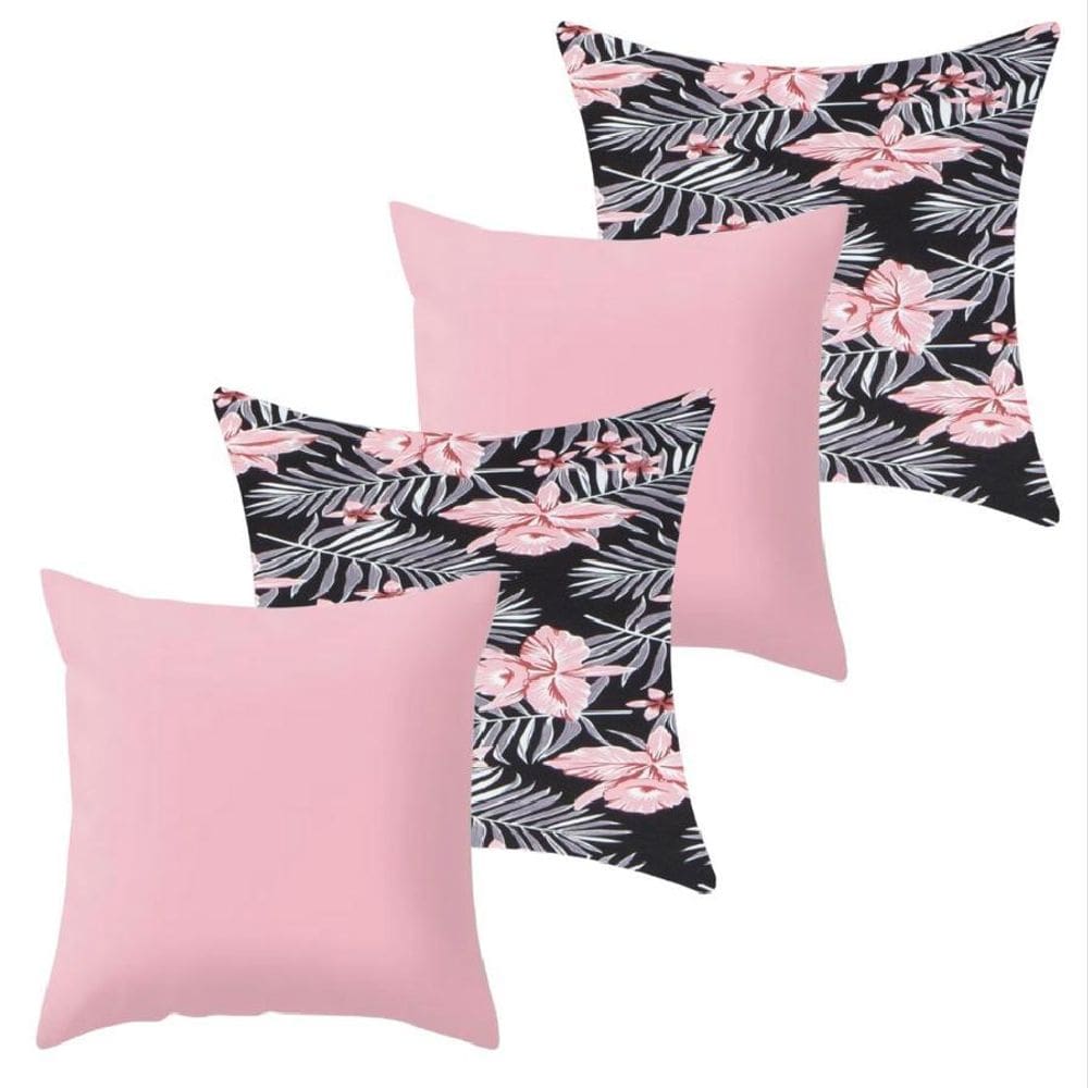Kit 4 Capa De Almofada 40X40 Malha Com Zíper Lisa Estampada