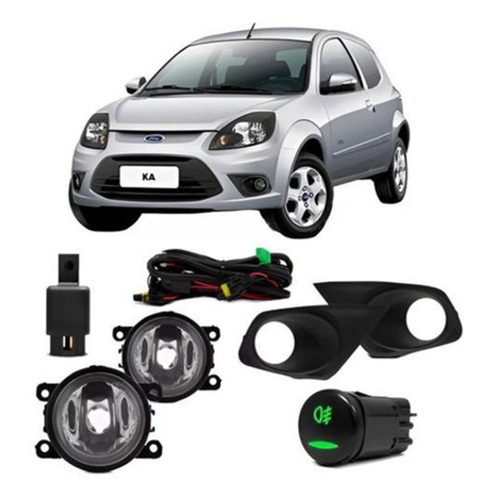 Kit Farol Milha Auxiliar Neblina Ka 2012 À 2014 Com Grade