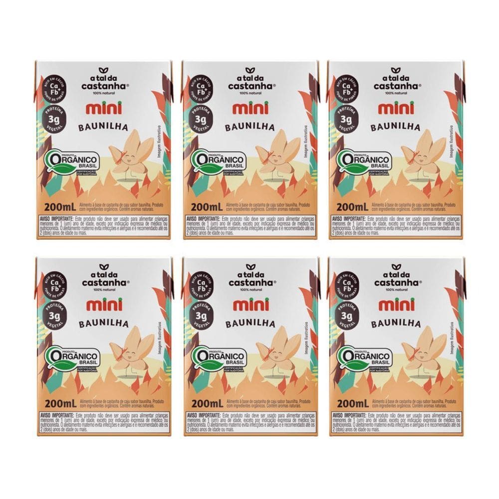 Kit 6 Bebida Vegana Mini Baunilha 200Ml A Tal Da Castanha
