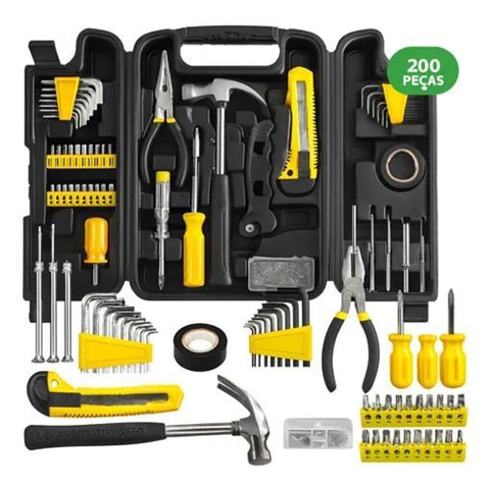 Jogo De Ferramenta 200 Peças Com Maleta Bits Chave Martelo