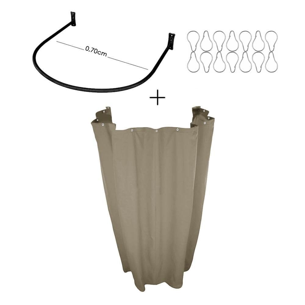 Kit Provador Arco Cortina Blackout Bege Corta Luz 100%