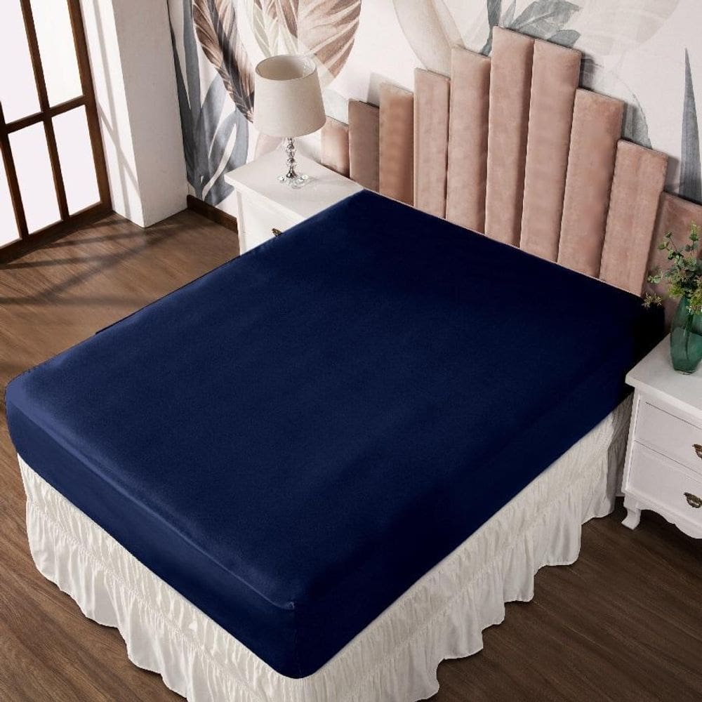 Lençol Casal Com Elástico Prático Malha Lisa 1 Peça