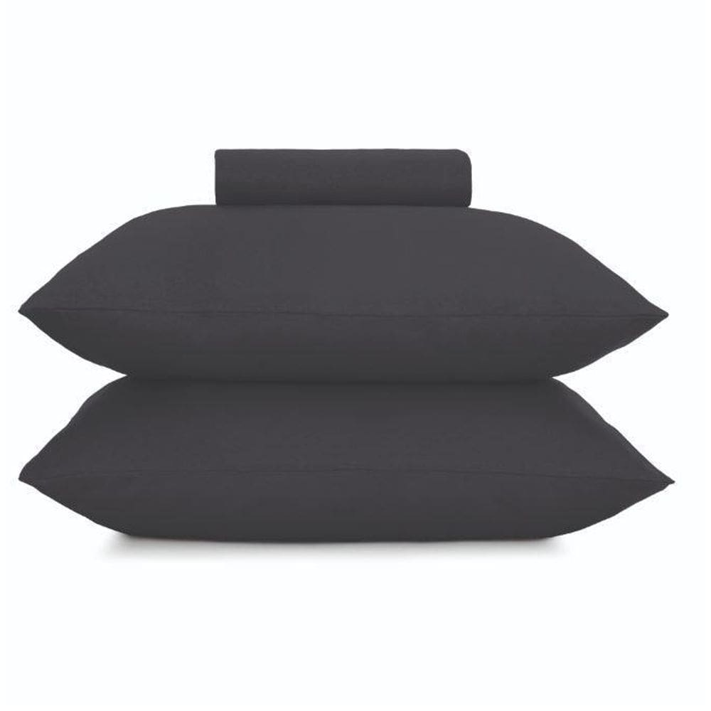 Kit 2 Fronhas + Lençol Queen Elástico Malha Fio Penteado