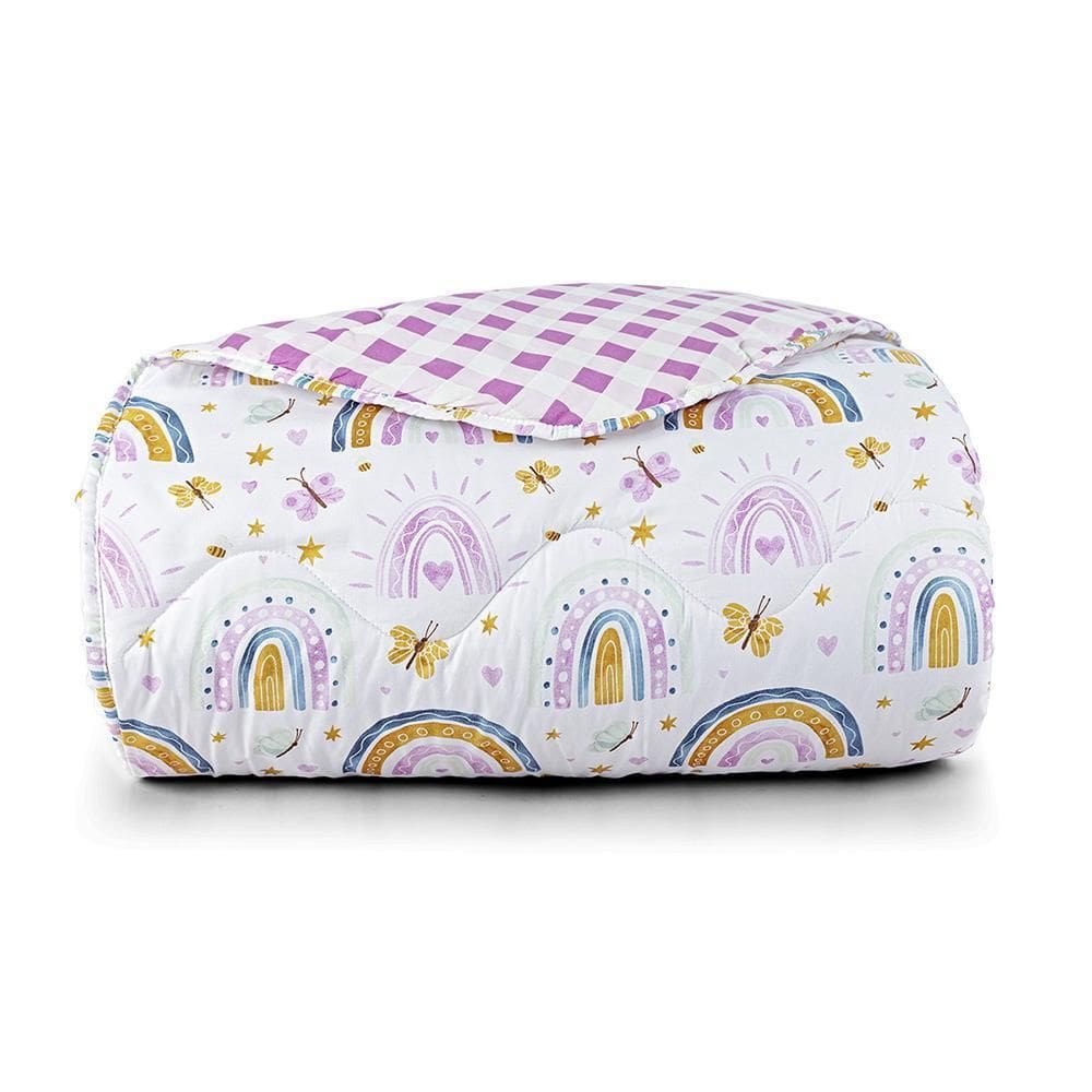 Edredom Lutti Infantil Dupla Face 200 Fios Arcos Íris Rosa