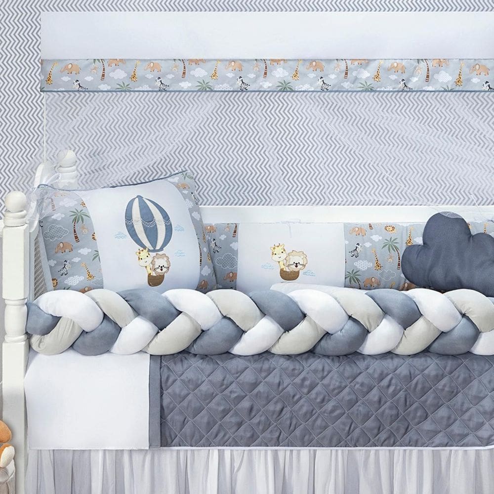 Kit Berço Safari Menino 11 Peças Estampado Bichinhos +