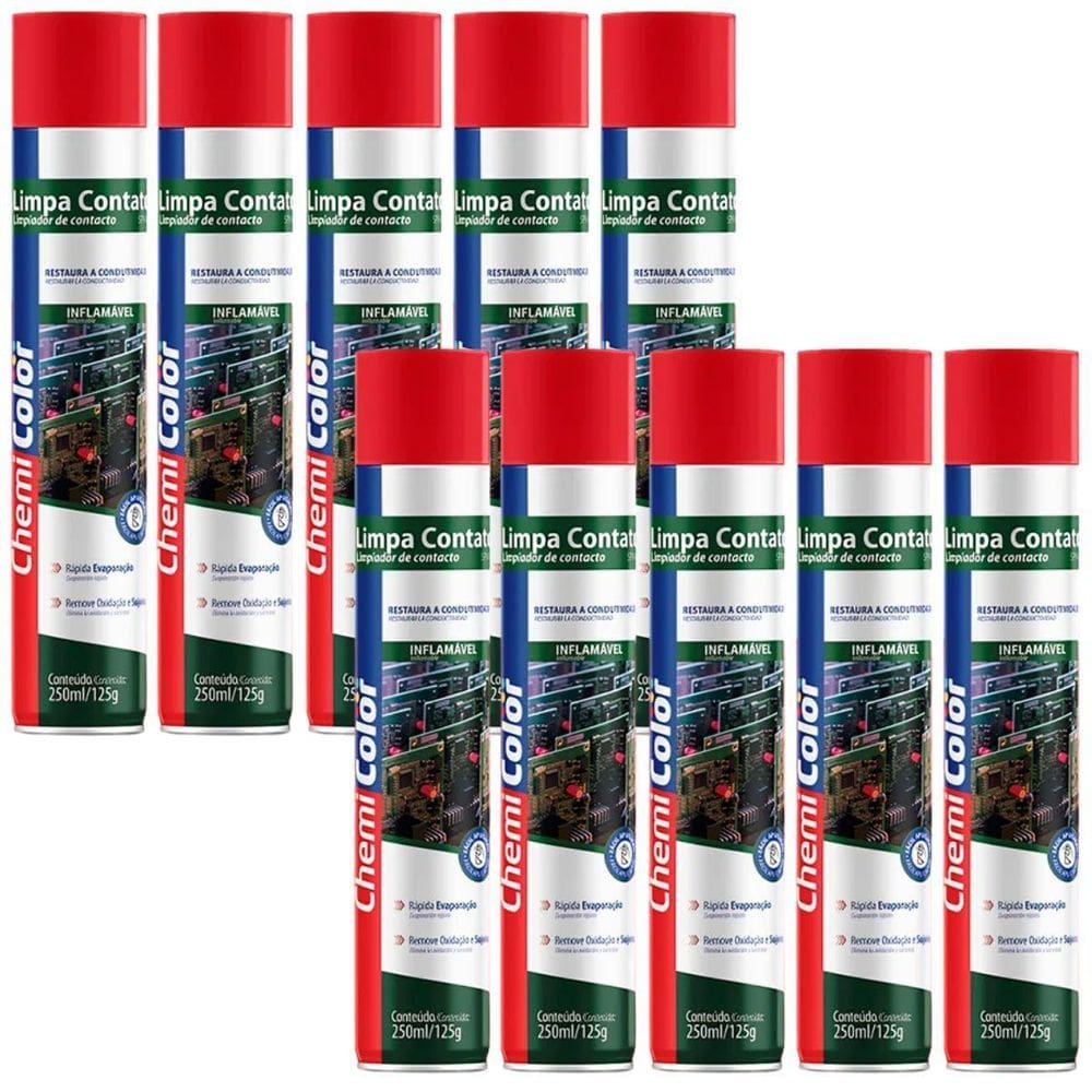 Kit 10 Limpa Contato Chemicolor - 250Ml/125G