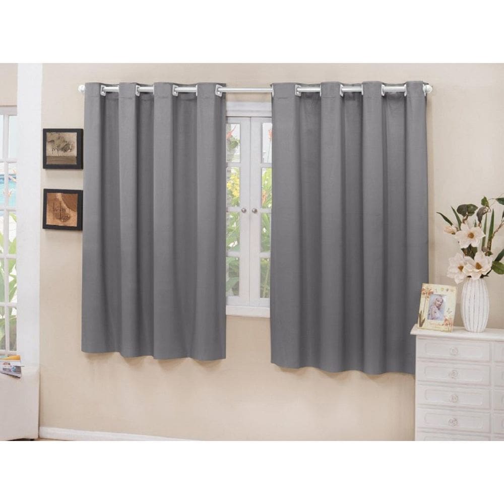 Cortina De Cozinha Blackout Tecido Cinza 2,80X1,60 Corta Luz