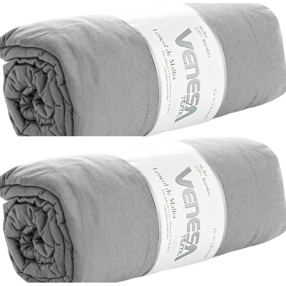 Kit 2 Lençóis De Malha Casal Super King Venesa