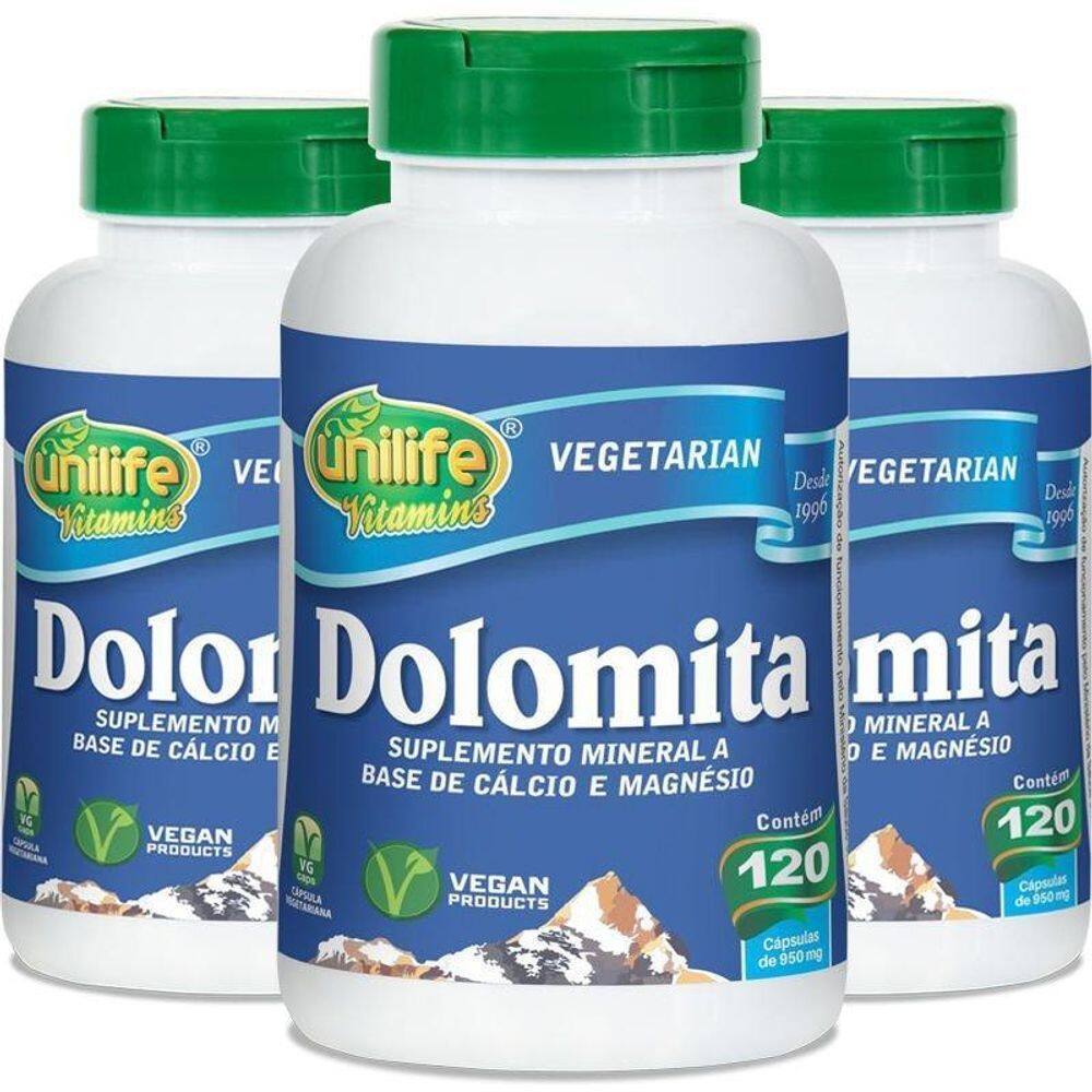 Kit 3 Dolomita 120 Cápsulas Unilife
