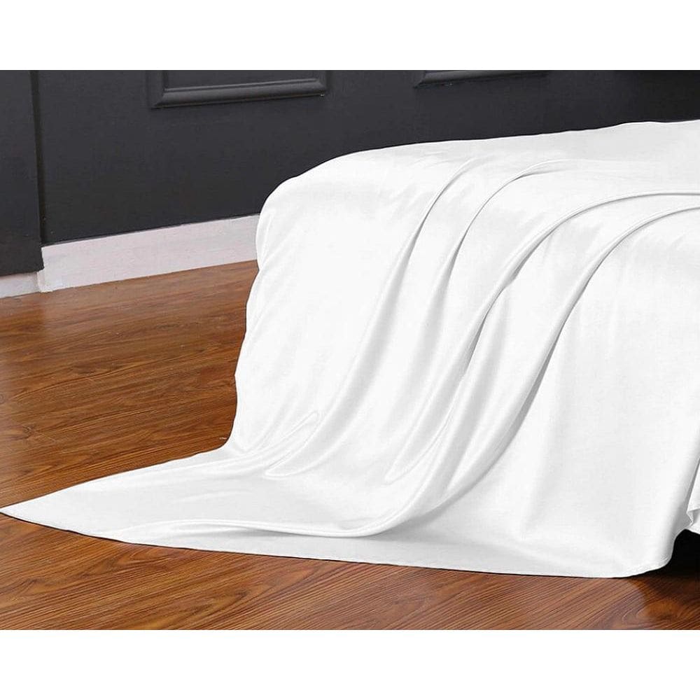 Lençol Superior Avulso Casal Padrão Cetim Seda Branco Brilho