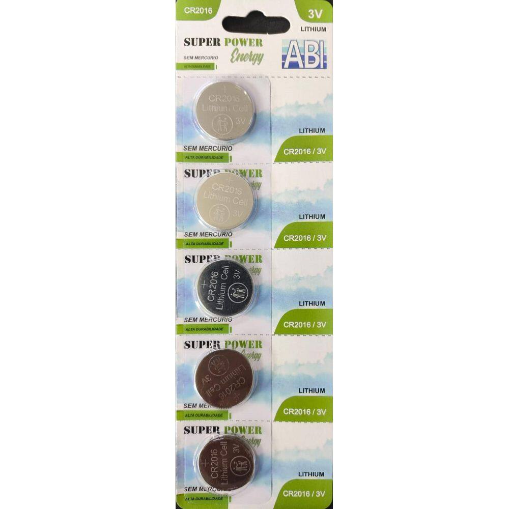 Kit Com 5 Cartelas De Bateria Cr2016 Super Power C/5 Unid