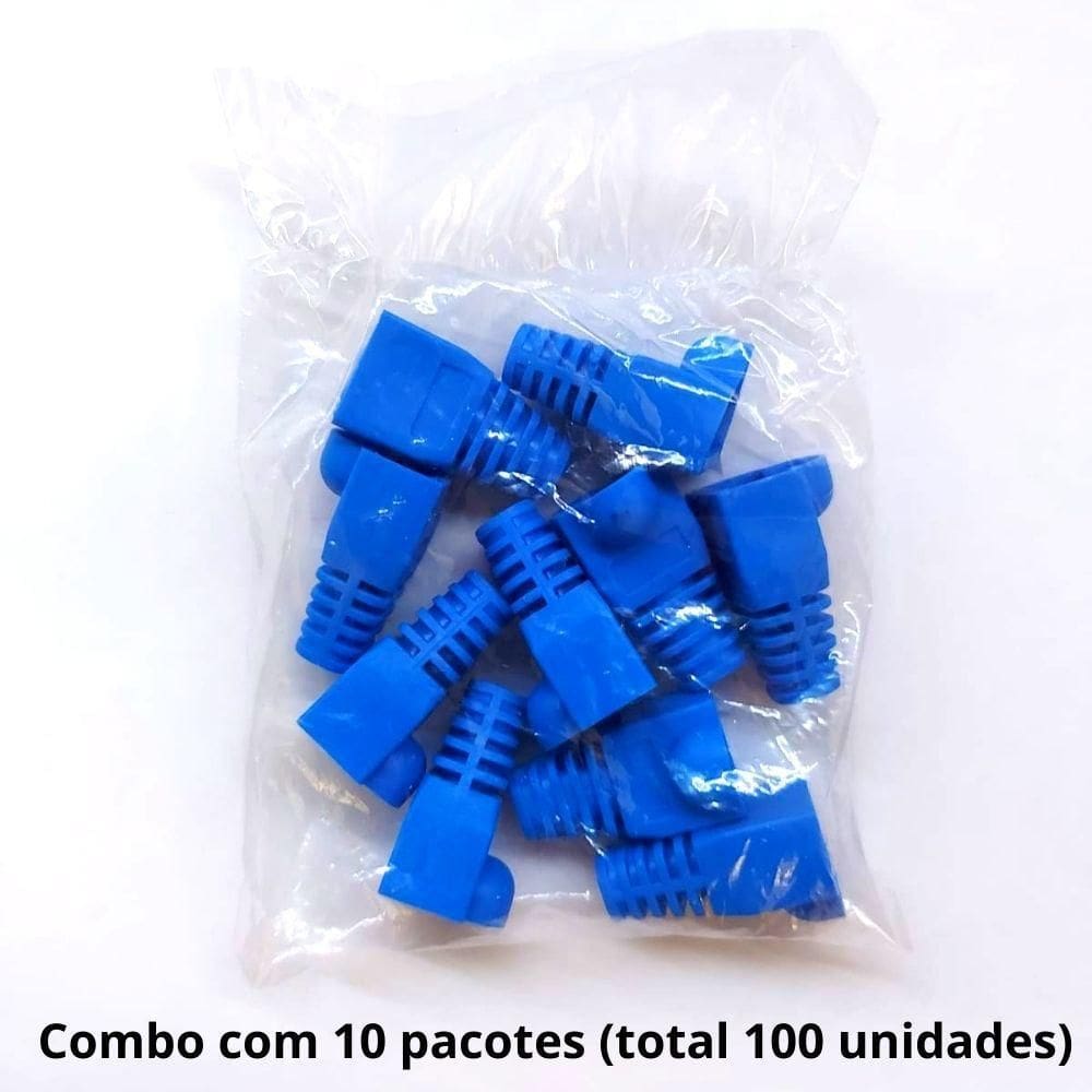 Pacote / Kit Com 100 Unid. Capas Para Plug Rj45 Azul