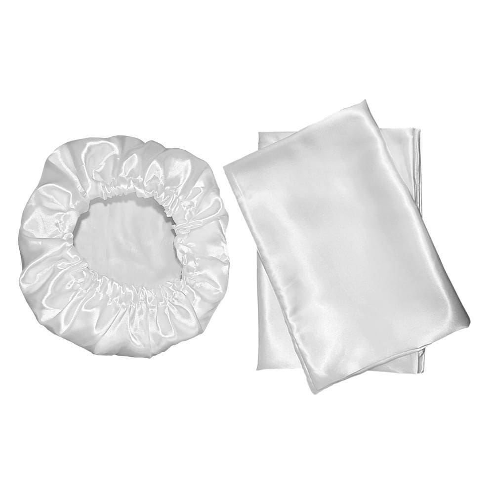 Kit 4 Fronhas 50X70 + 2 Touca De Cetim Anti Frizz Branca