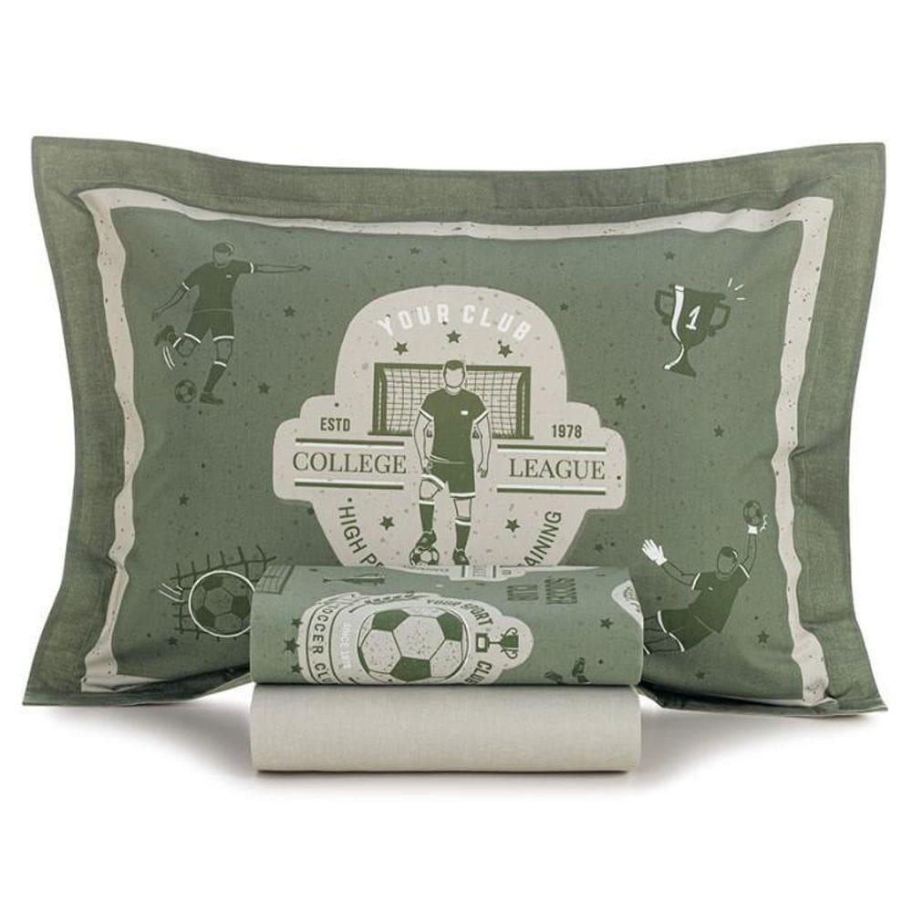 Jogo De Cama Solteiro Infantil Futebol 200 Fios Karsten