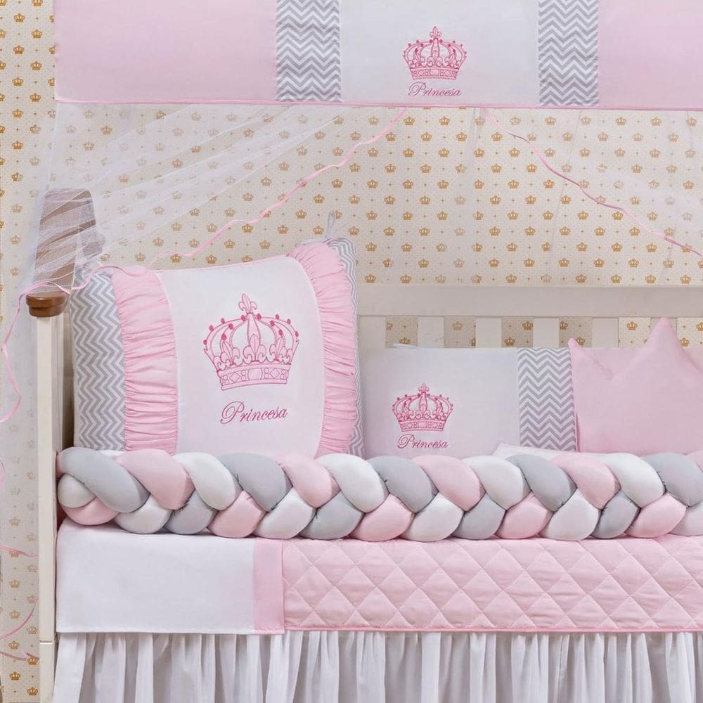 Enxoval Berço 11 Peças Menino Realeza Bordado Mosquiteiro