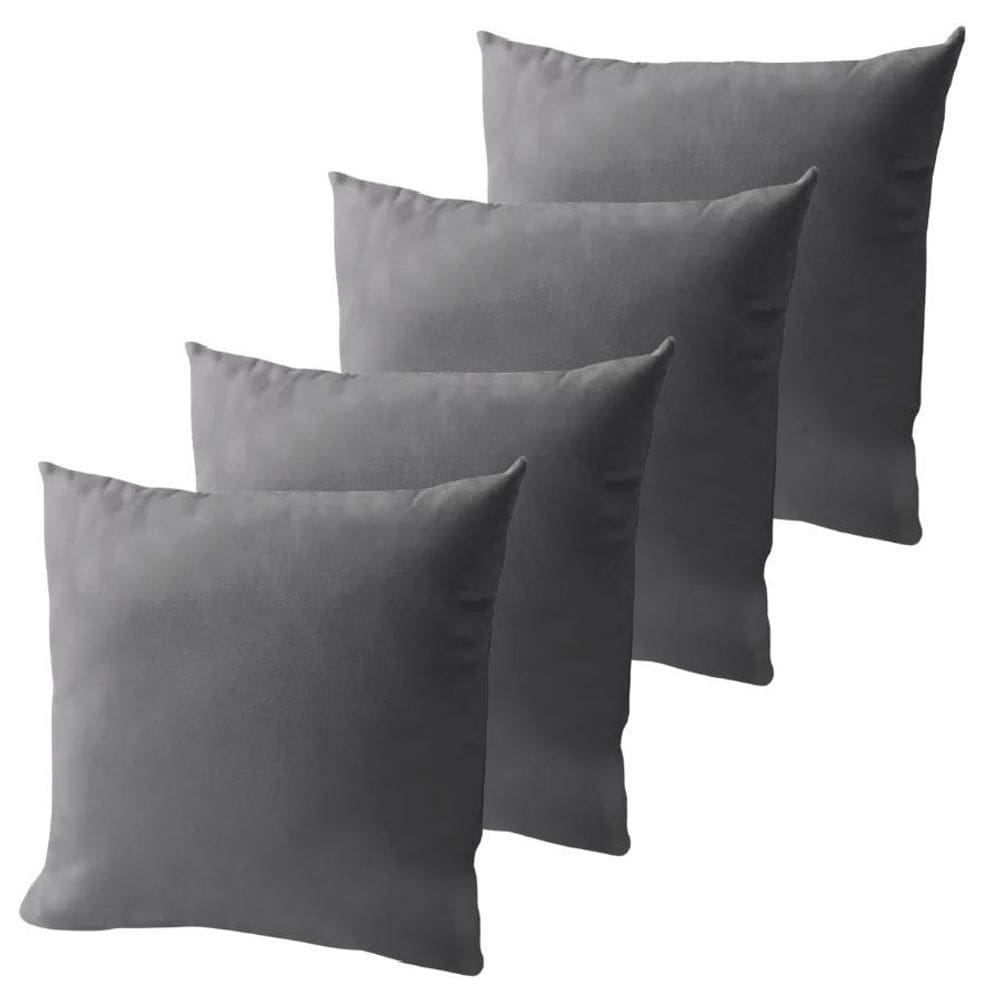 Kit 4 Capa De Almofada Suede 45 X 45 Com Zíper Veludo Liso