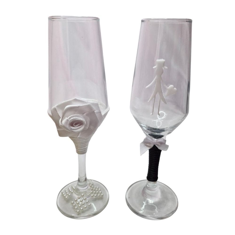 2 Taças Vidro Casamento Noivos  Presente
