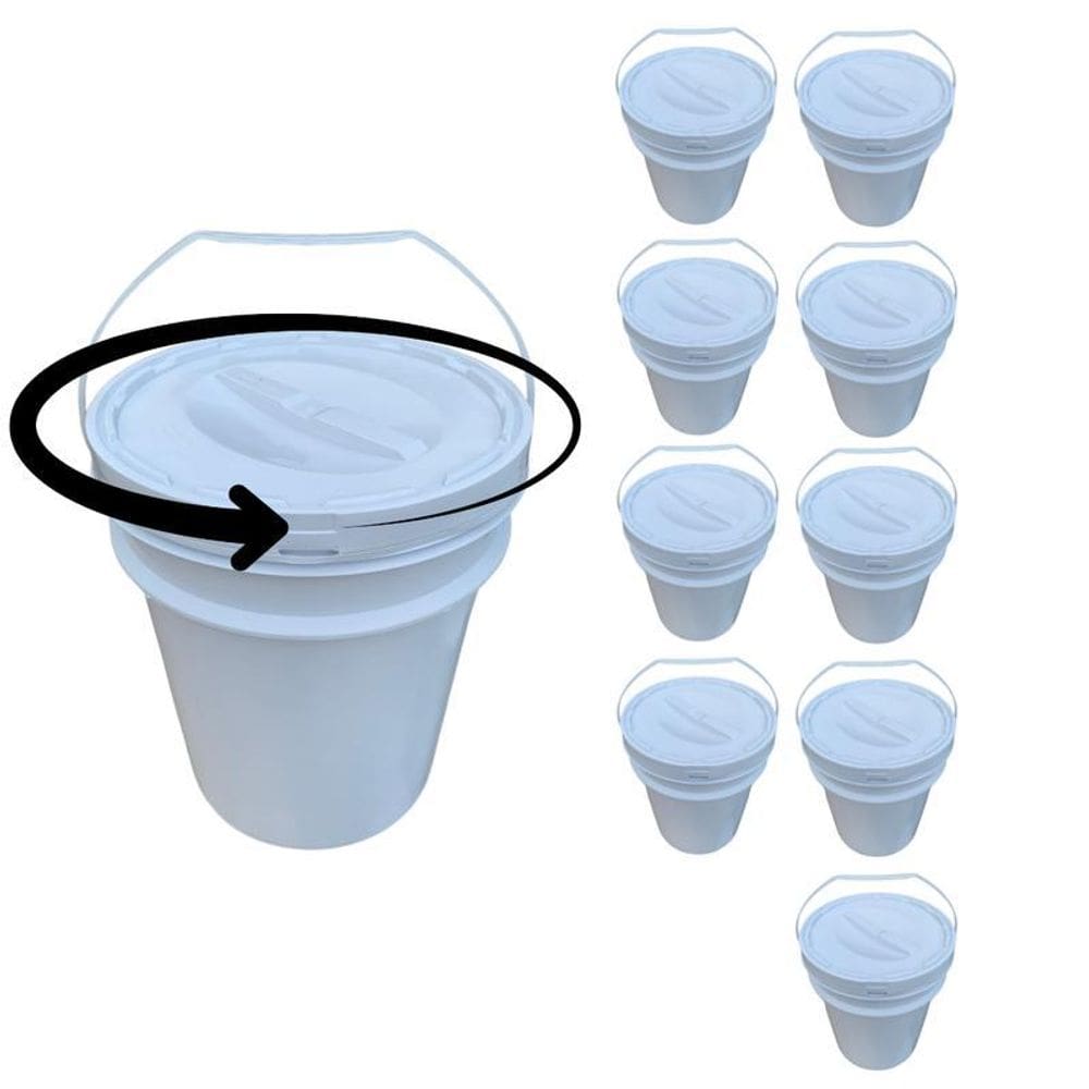 Balde Plástico 20L Tampa Rosqueavel Barato - Kit 9 Pçs