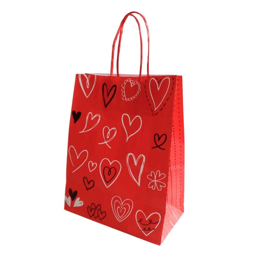Kit 10 Sacola De Papel Kraft Vermelha Amore 17,5X8,5X21,5Cm