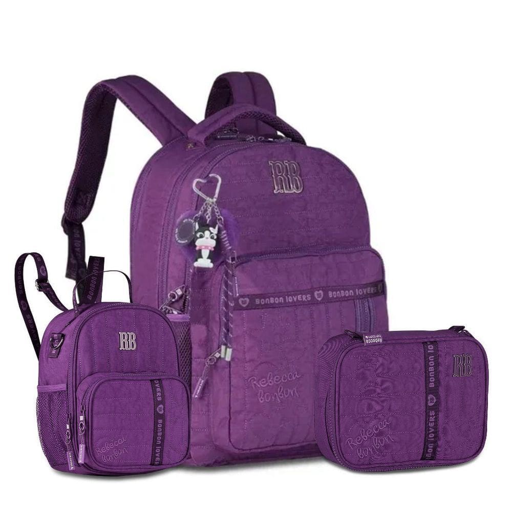 Kit Rebeca Bonbon Mochila Com Lancheira Térmica E Estojo Box