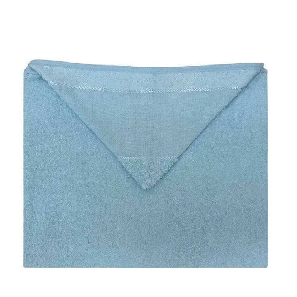 Toalha Banho Felpudo Capuz E Fralda Bordar Love Azul Dohler