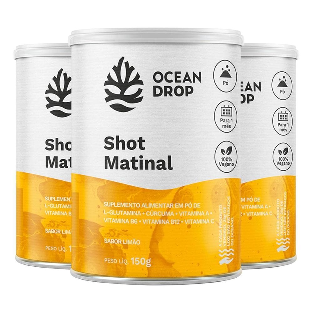 Kit 3 Shot Matinal Ocean Drop Vegano 150G Sabor Limão
