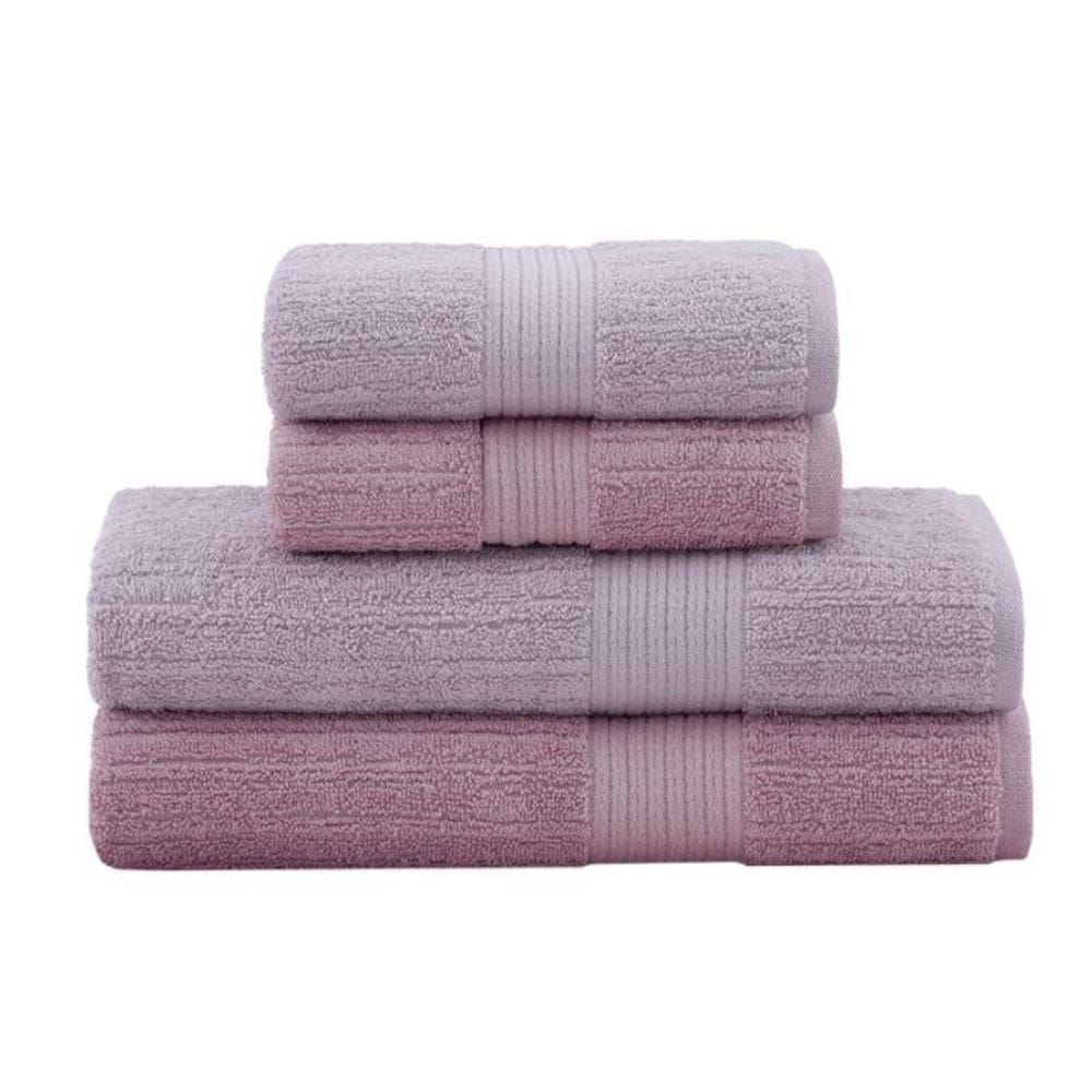 Jogo Toalha Banho E Rosto 4 Pçs Fio Penteado Canelado