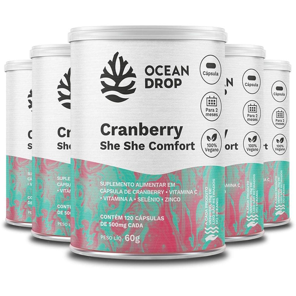 Kit 5 Cranberry She She Comfort Ocean Drop 120 Cápsulas