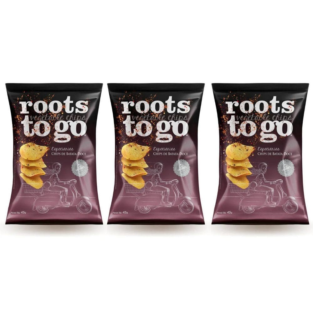 Kit 3 Chips Batata Doce Especiarias 45G Natural E Sem Gluten