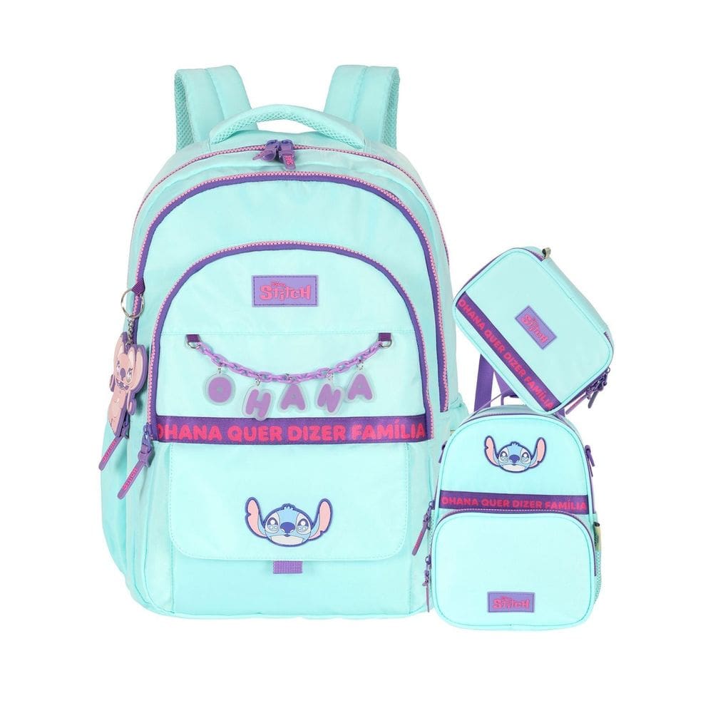 Kit Lilo Stitch Mochila De Costas + Lancheira + Estojo Box
