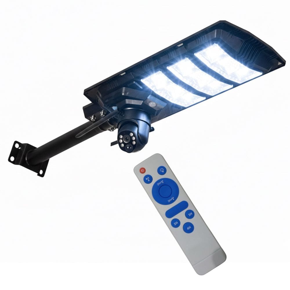 Luminaria Camera 360 Solar 2 Em 1 Sensor Movimento App Celular Controle Iluminaçao Segurança Garagem Varanda