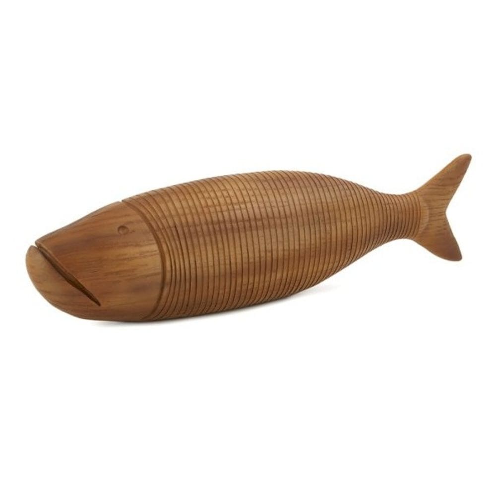 Escultura Decorativa Peixe Sardinha Amadeirado em Poliresina 33x8cm Mart