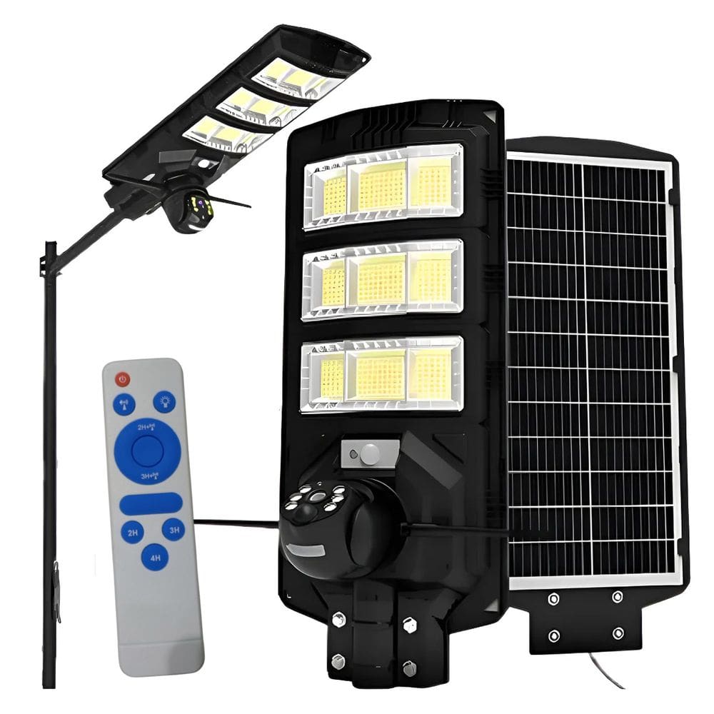 Luminaria Camera Solar 360 Graus App Celular Controle Sensor Movimento Iluminaçao Segurança Garagem Varanda